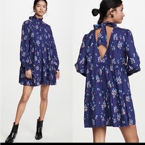 Free People Backless Floral Navy Dress